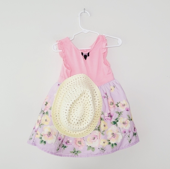 NWT Lilt floral spring toddler dress with hat colors purple and pink size 24M - Picture 6 of 6